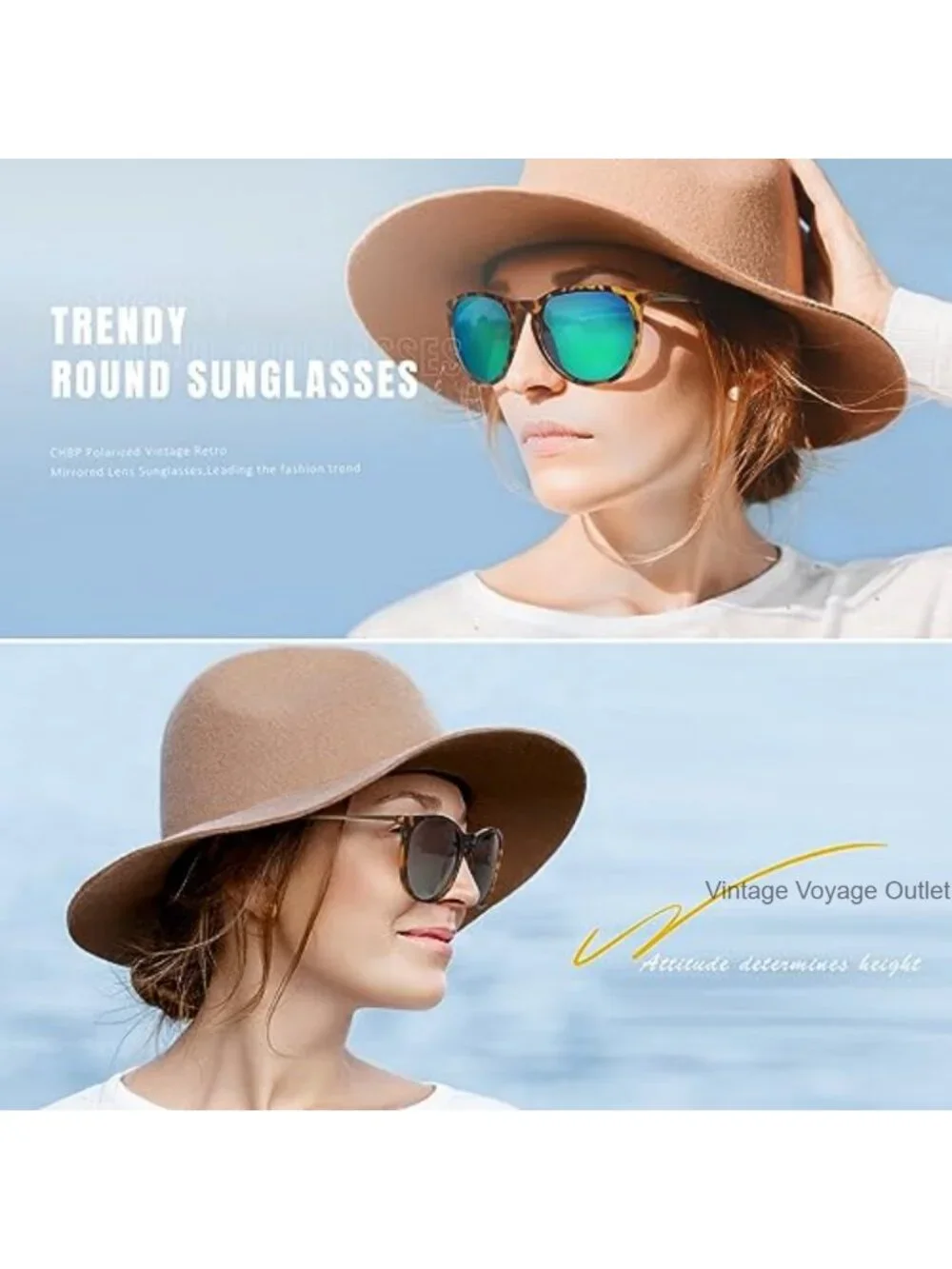 Polarized Round Retro Sunglasses UV Protection TR90 Unisex